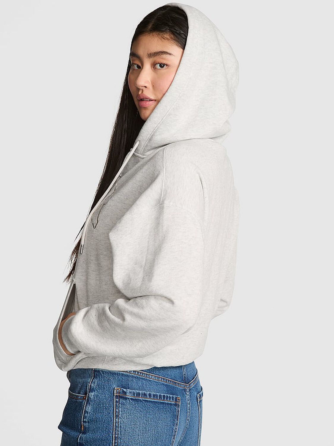 vs Pink Ivy Fleece Campus Full-Zip Hoodie Vs Snow Heather Angelina 2 of 2 