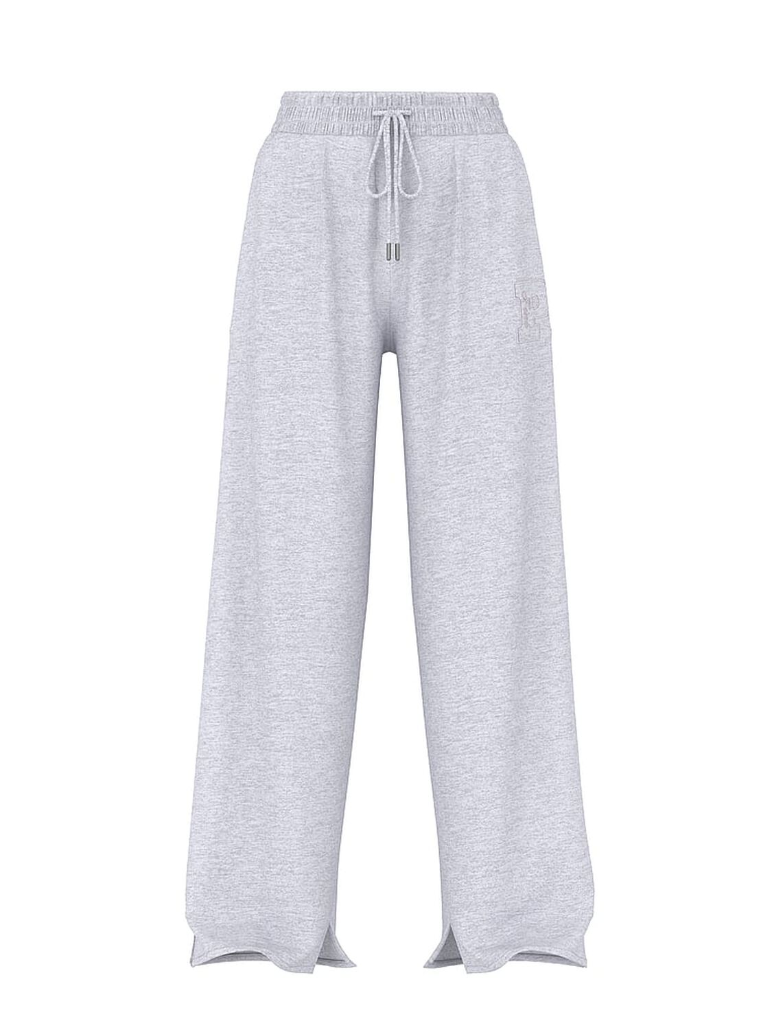 vs Pink Ivy Fleece Wide-Leg Split-Hem Sweatpants Vs Medium Heather Grey Holiday 1 of 3 