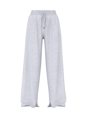 Ivy Fleece Wide-Leg Split-Hem Sweatpants