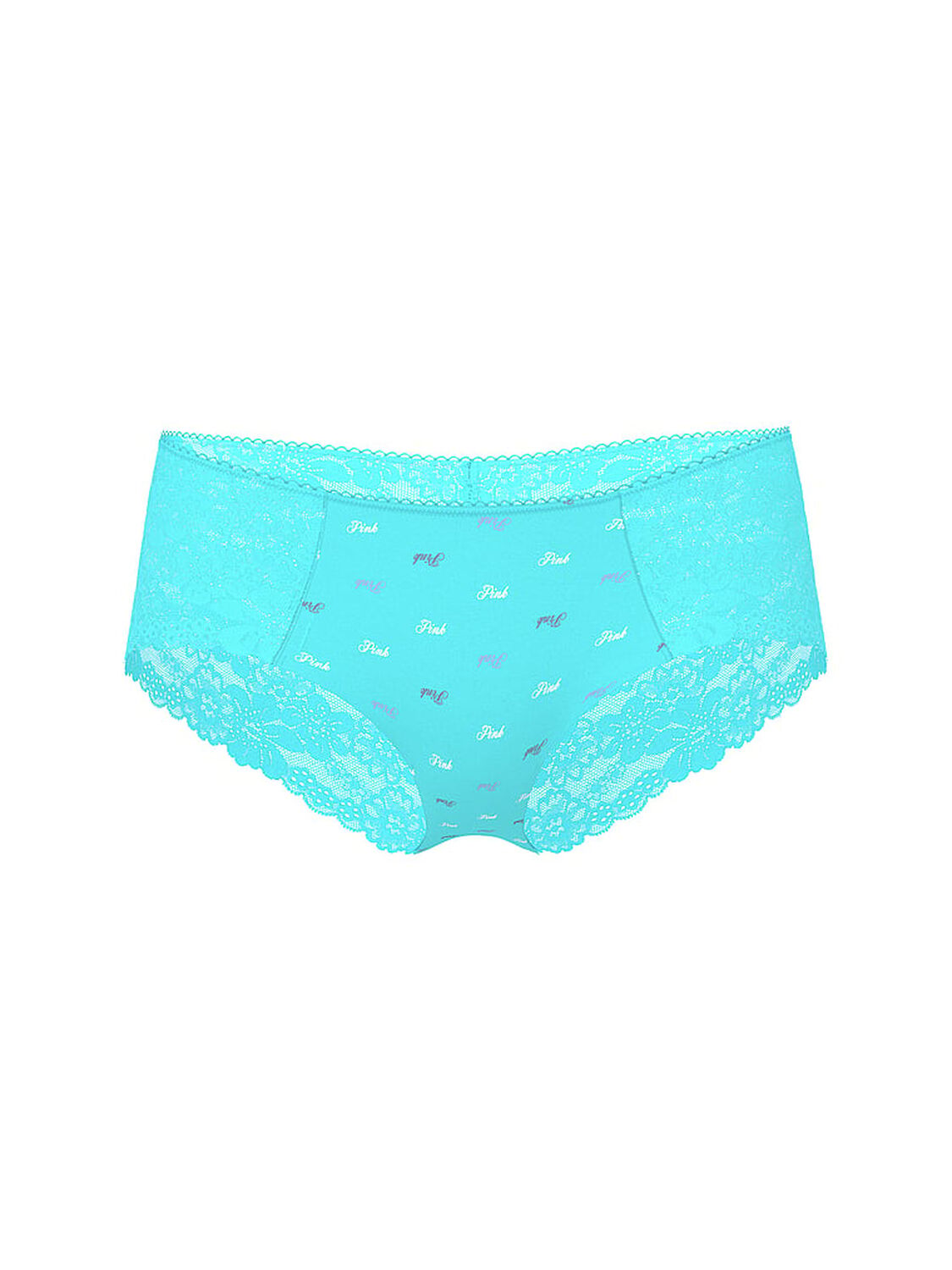 vs Pink No-Show Hiphugger Panty Aqua Chill Heritage Script Print 3 of 3 