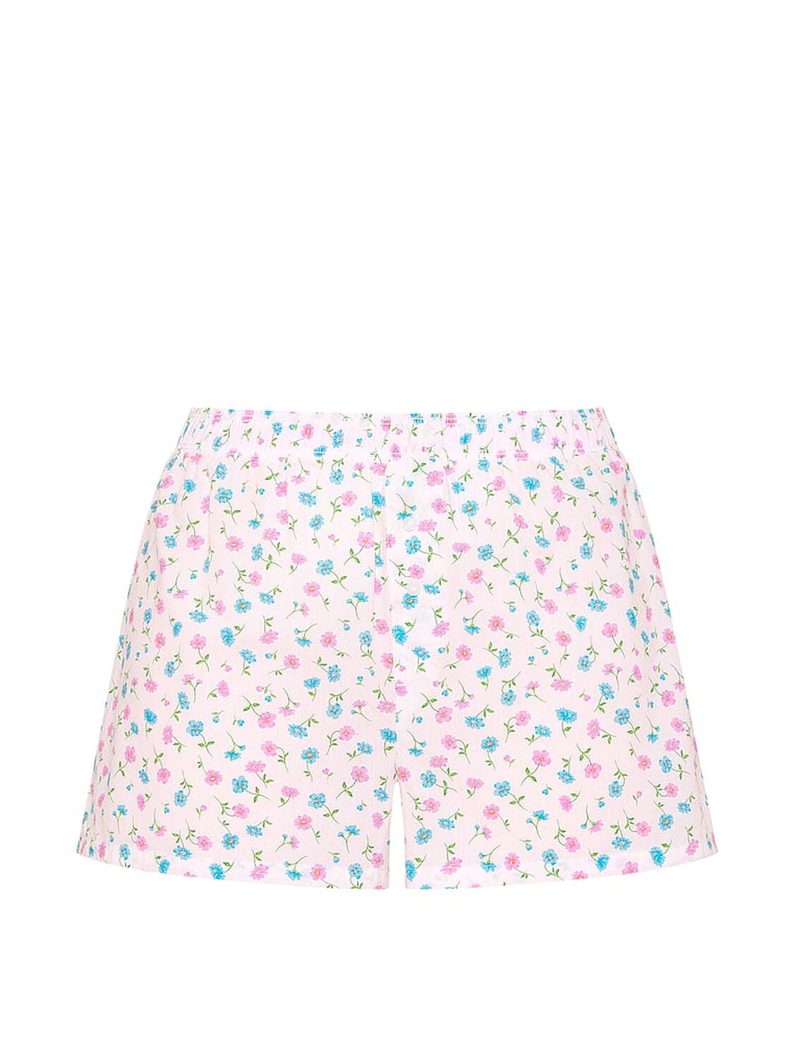 pink Pink Cotton Boxy Pajama Shorts White Floral Print 3 of 3 