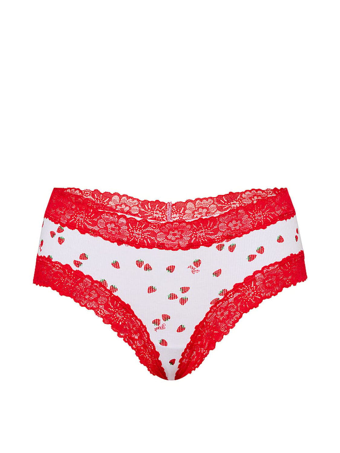 vs Pink PINK Wink&trade; Lace-Trim Cheeky Panty White Strawberry Print 3 of 3 
