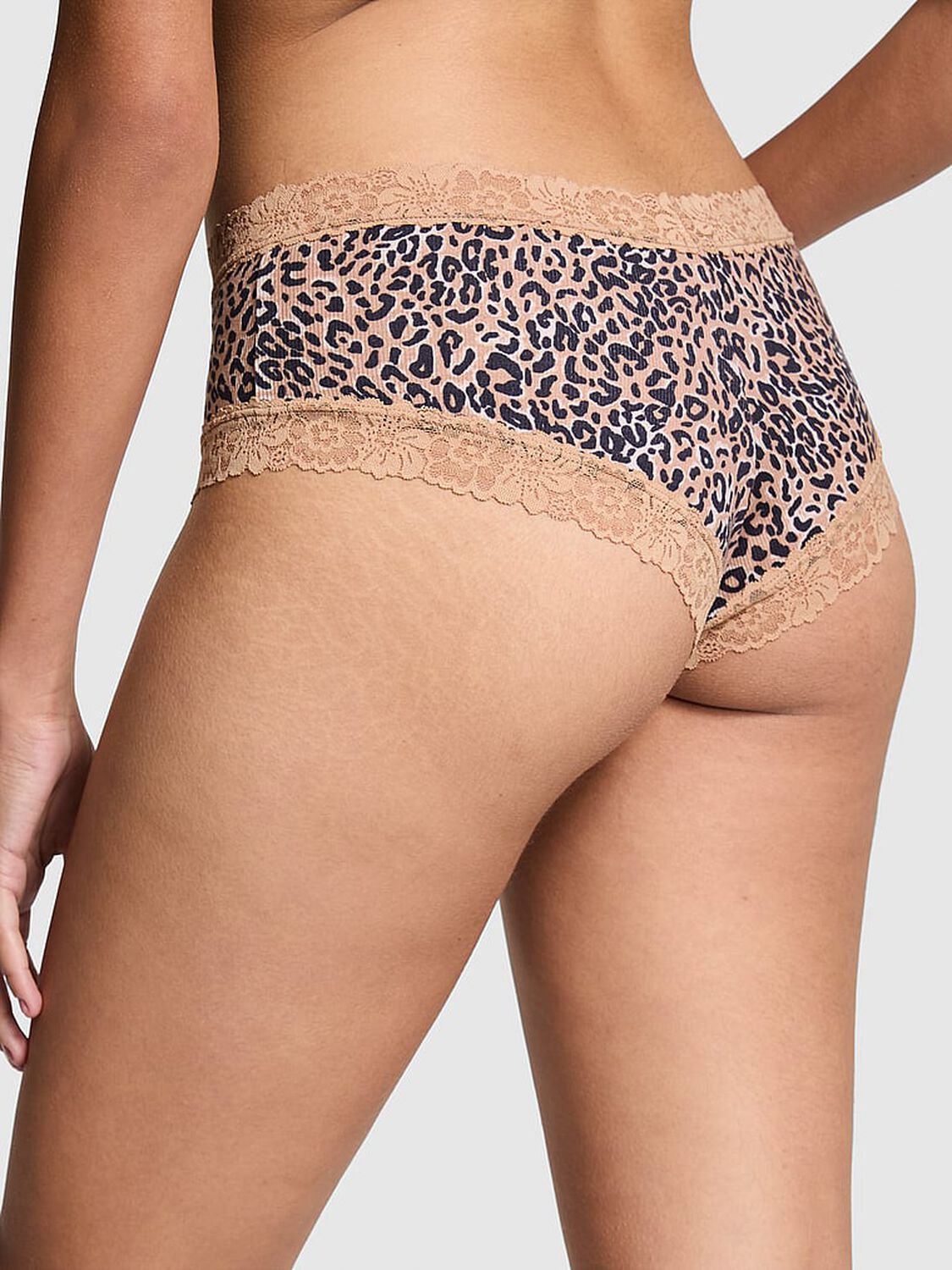 vs Pink Wink Lace-Trim Cheeky Panty Praline Leopard Print 2 of 3 