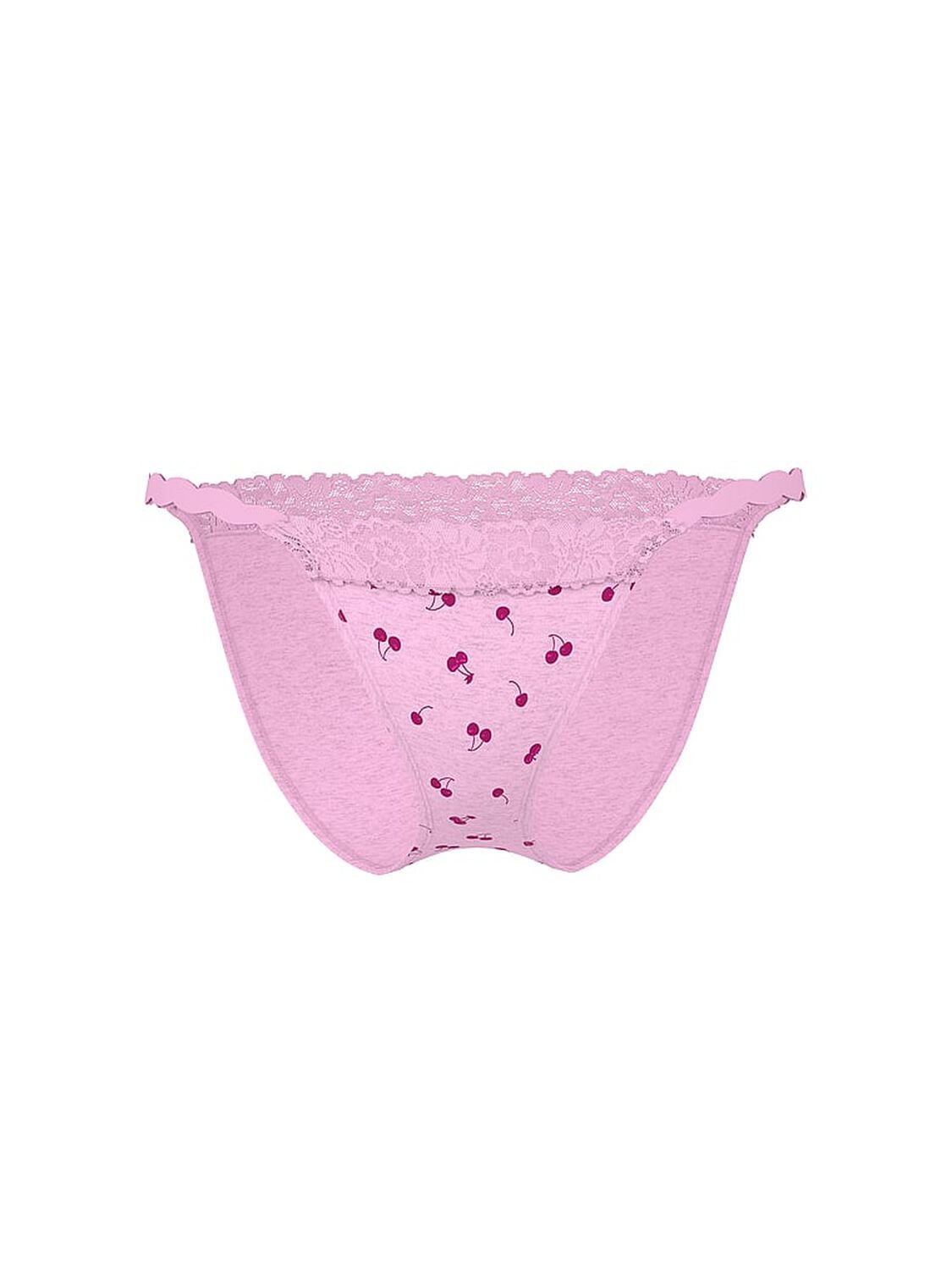 pink Pink Cotton Lace-Trim String Bikini Panty Hushed Lilac Cherry  With Purple Lace 3 of 4 