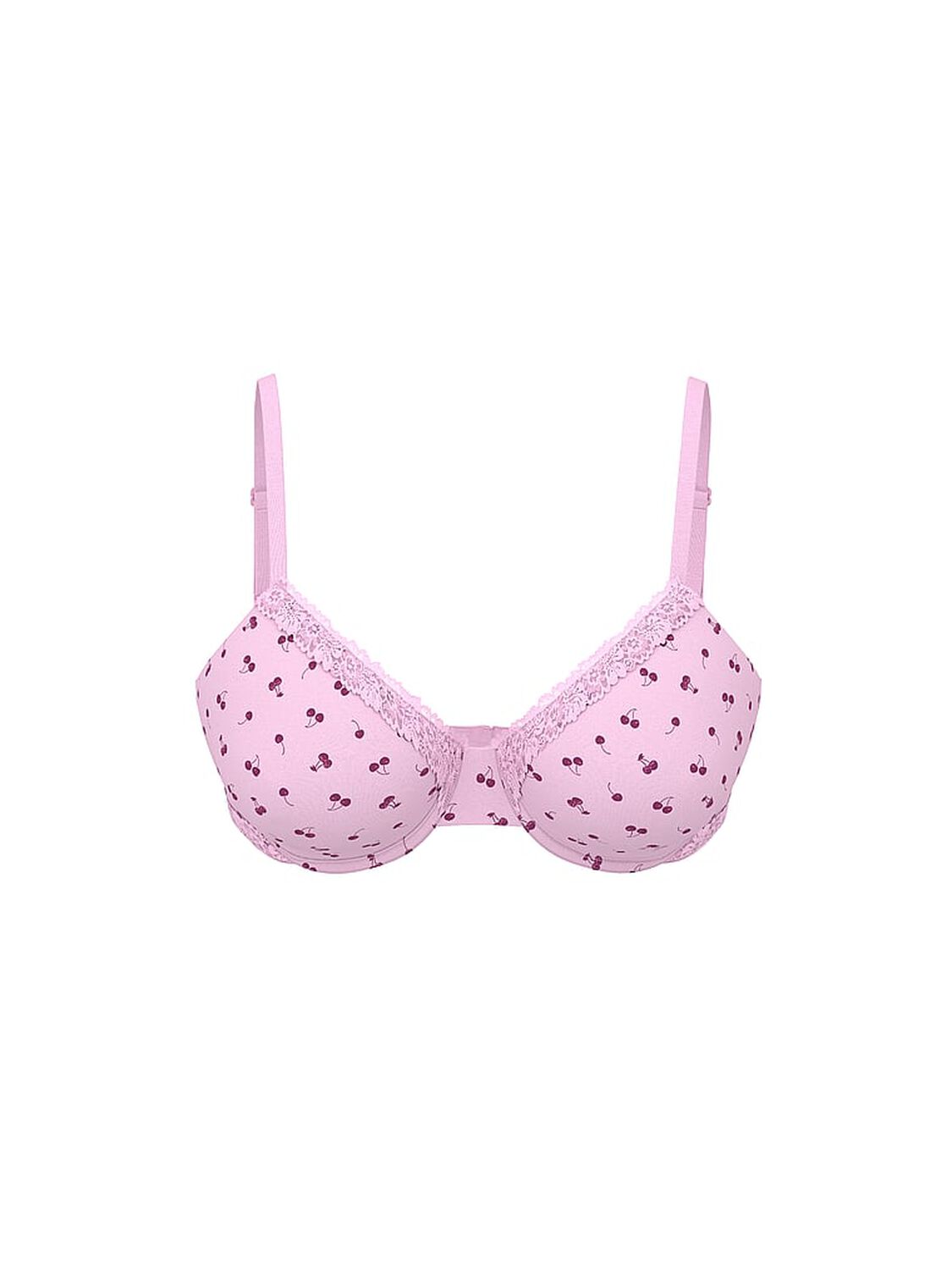 vs Pink Wear Everywhere Wear Everywhere Push-Up Bra Hushed Lilac Cherry Print 3 of 4 