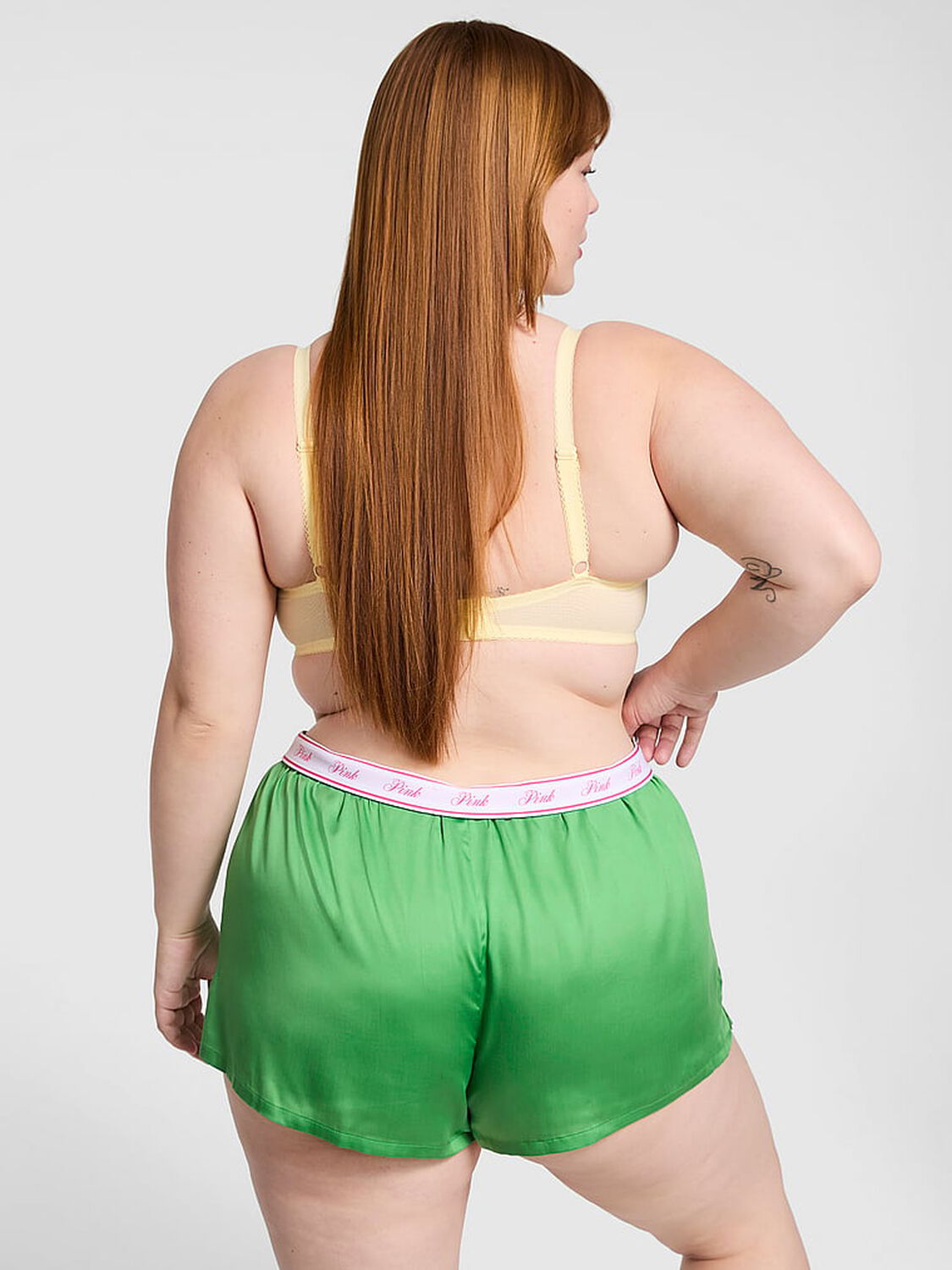 vs Pink Silky Sleep Boxy Pajama Shorts Wild Green 2 of 3 