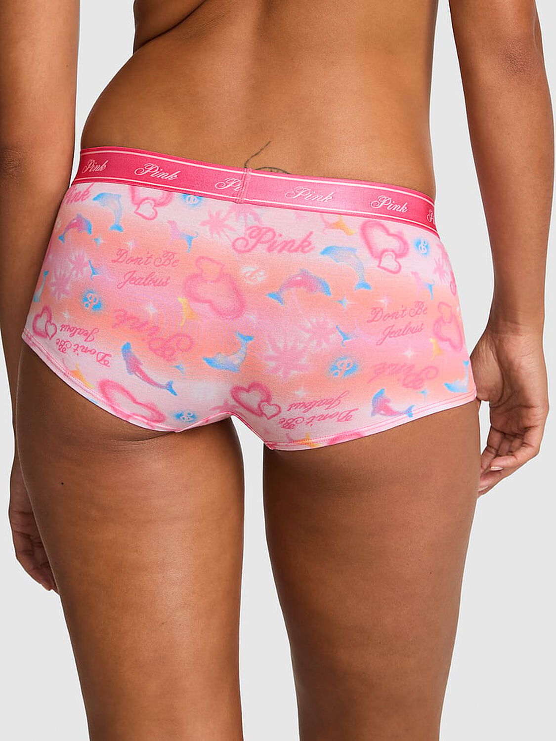 vs Pink Logo Cotton Boyshort Panty Love Me Pink Airbrush Print 2 of 3 