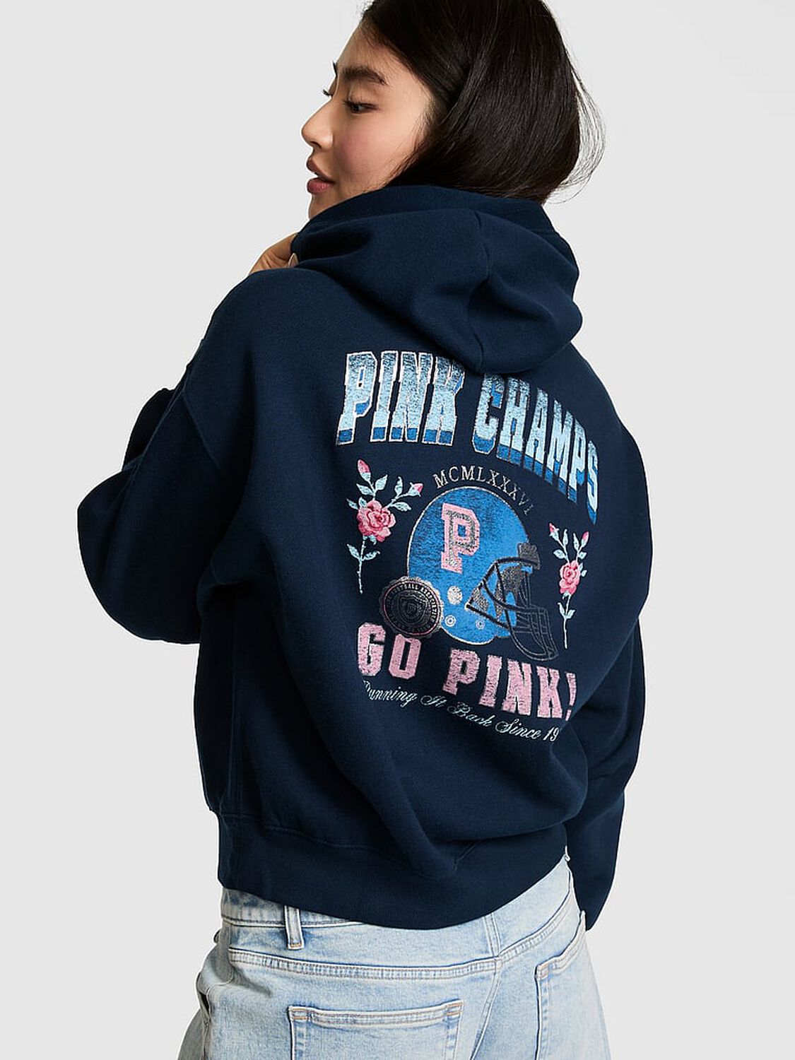 vs Pink Campus Fleece&trade; Full-Zip Hoodie Noir Navy 2 of 4 