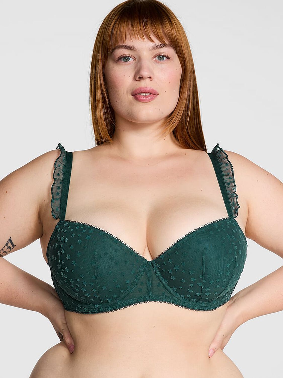 vs Pink Wink Lightly Lined Balconette Bra Deep Forest 1 of 4 