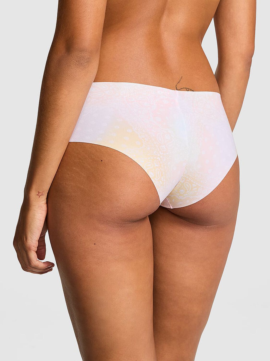 vs Pink No-Show Cheeky Panty Bandana Dye Effect Pink And Yellow 2 of 2 