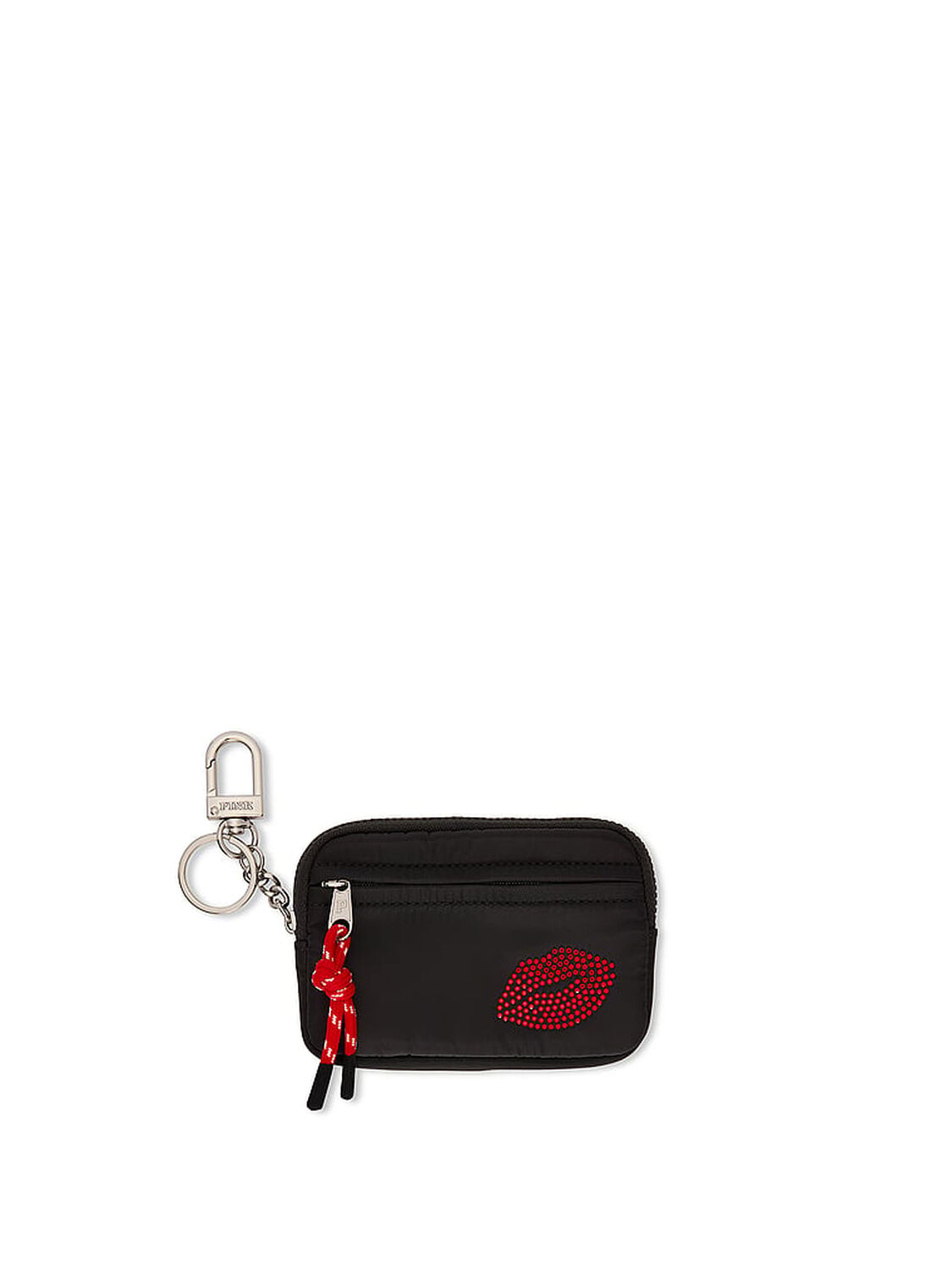 vs Pink Zip Card Holder Keychain Black 1 of 2 