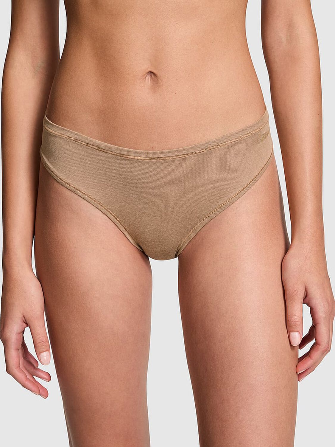 vs Pink Cotton Cheeky Panty Cocoa Latte 1 of 3 