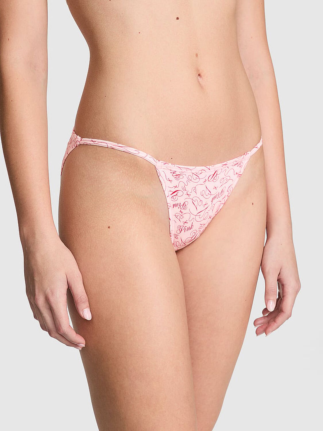 vs Pink Cotton String Bikini Panty Angel Pink Script 1 of 3 