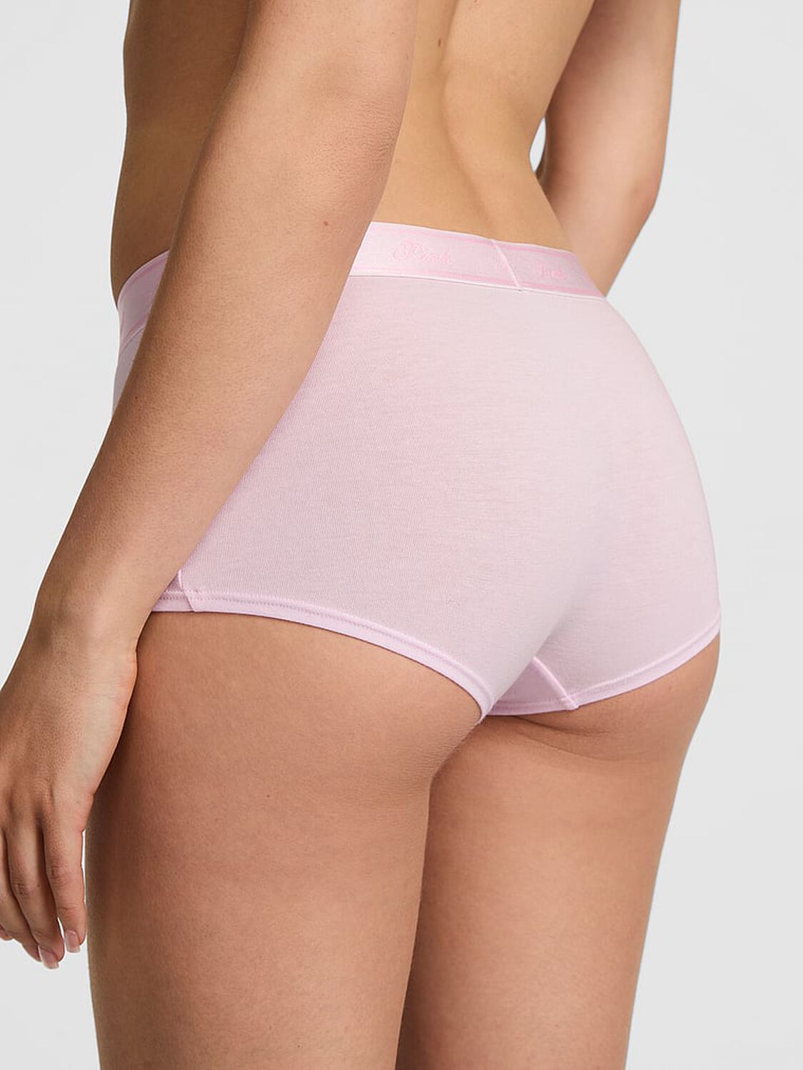 vs Pink Logo Cotton Shine Boyshort Panty Pink Tulip 2 of 3 