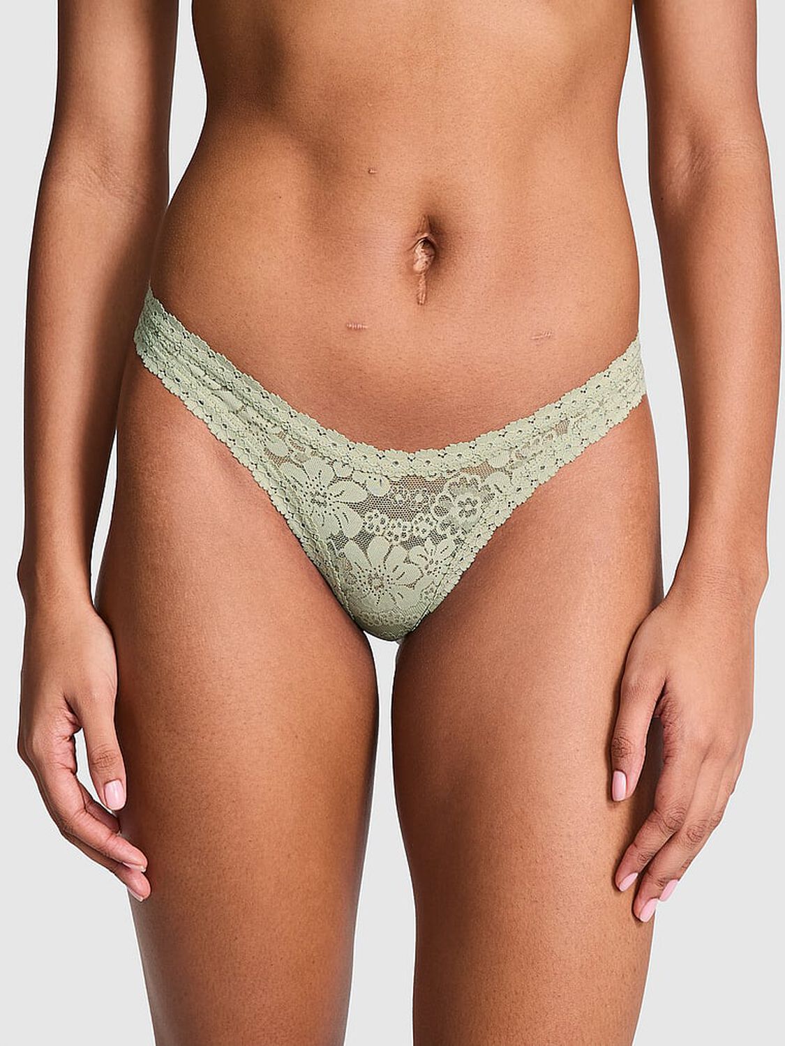 vs Pink Wink Micro Thong Panty Green Garden 1 of 2 