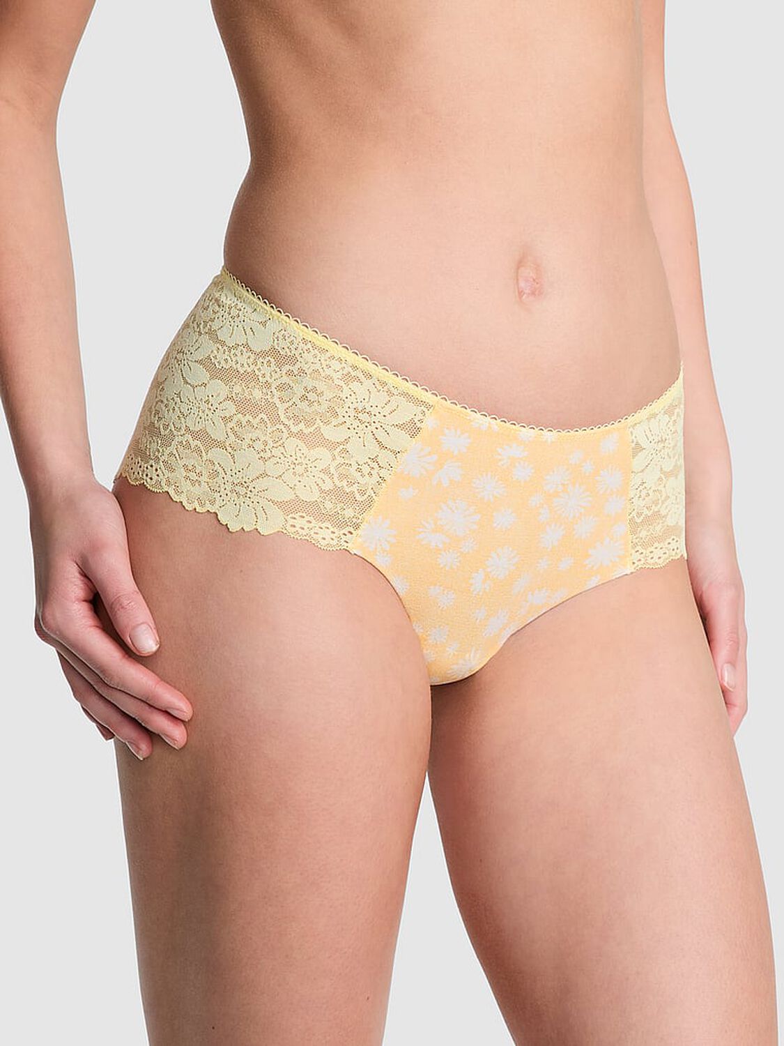 vs Pink No-Show Cheeky Panty Mellow Yellow Floral Print 1 of 3 