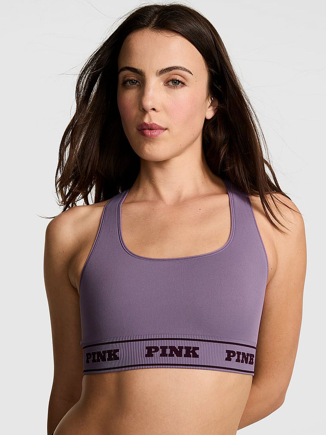 vs Pink Seamless Reversible Sports Bra Frozen Plum 1 of 3 