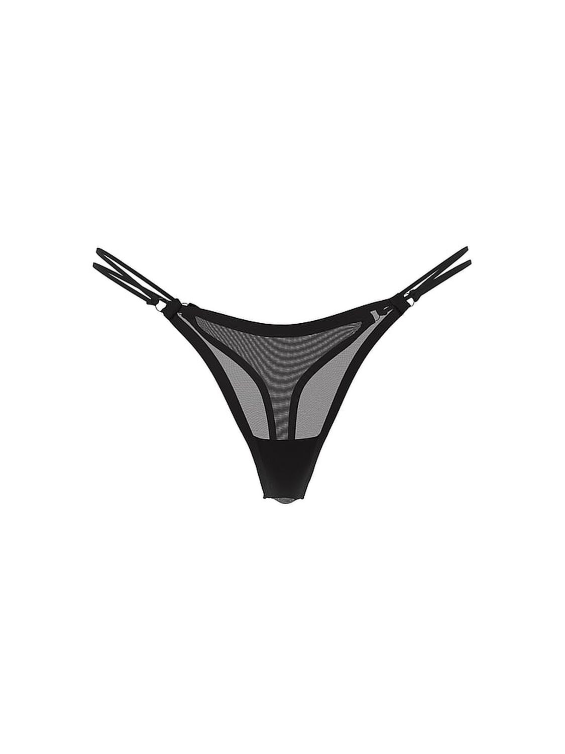 vs Pink Logo Mesh Strappy Micro Thong Panty Black 3 of 3 