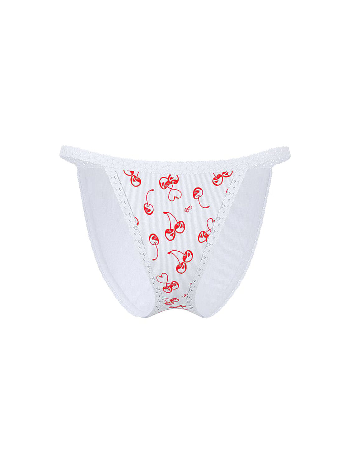 vs Pink Wink Lace-Trim String Bikini Panty White Cherry 3 of 3 