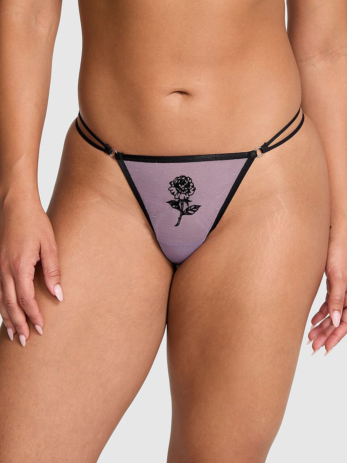 vs Pink Wink Wild Rose V-String Panty Frozen Plum 1 of 3 