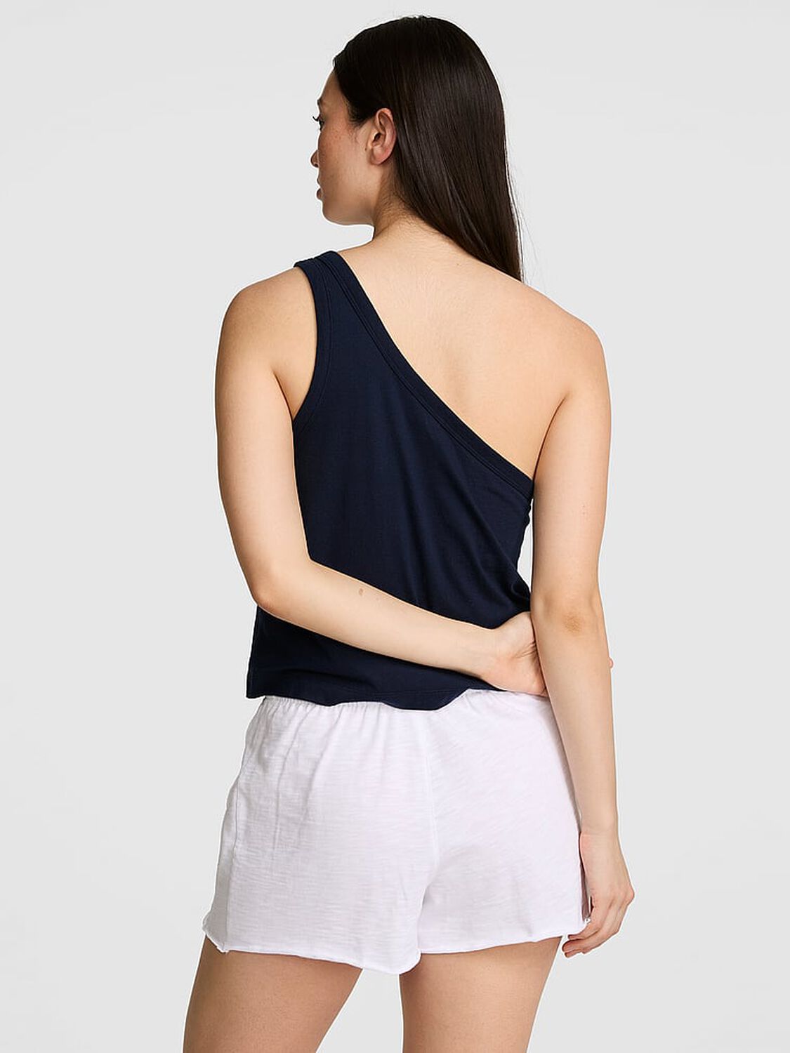 vs Pink Dream Jersey One-Shoulder Tank Top Noir Navy 2 of 3 