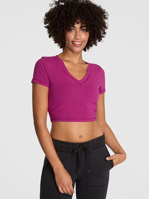 All-Day Cotton V-Neck Cropped Tee