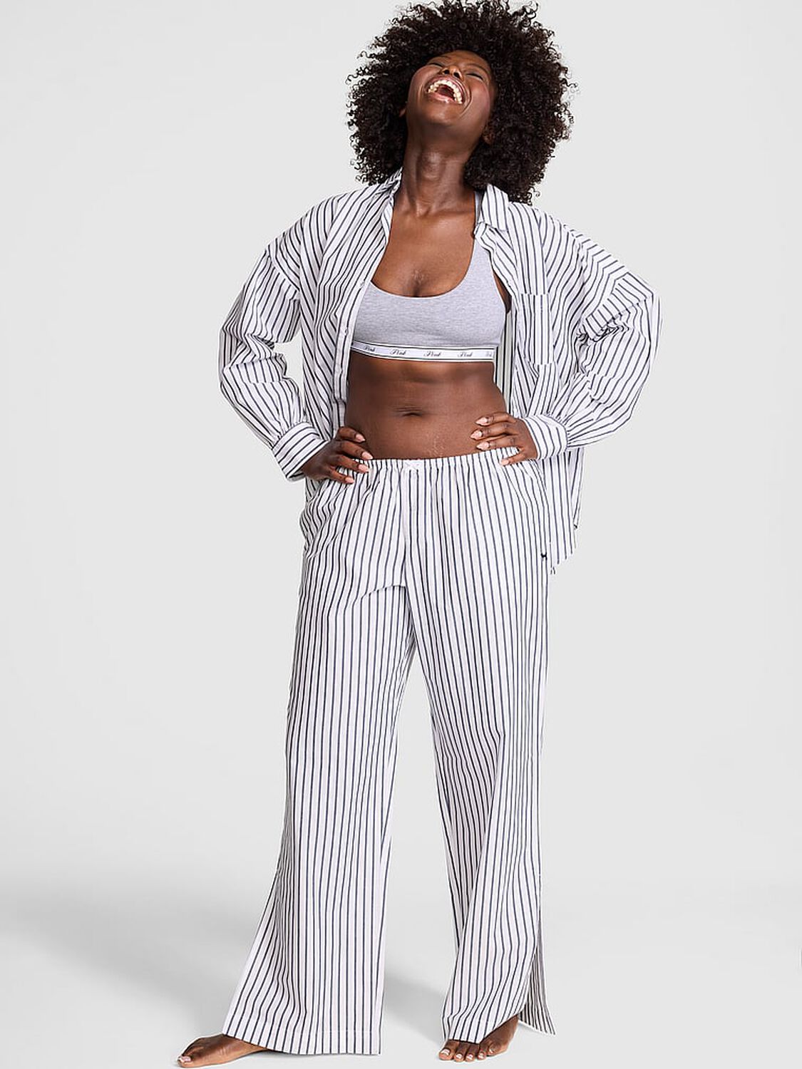 vs Pink Sweet Dreams Pajama Pants White & Navy Stripes 1 of 3 
