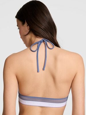 Logo Mesh Halter Triangle Bralette