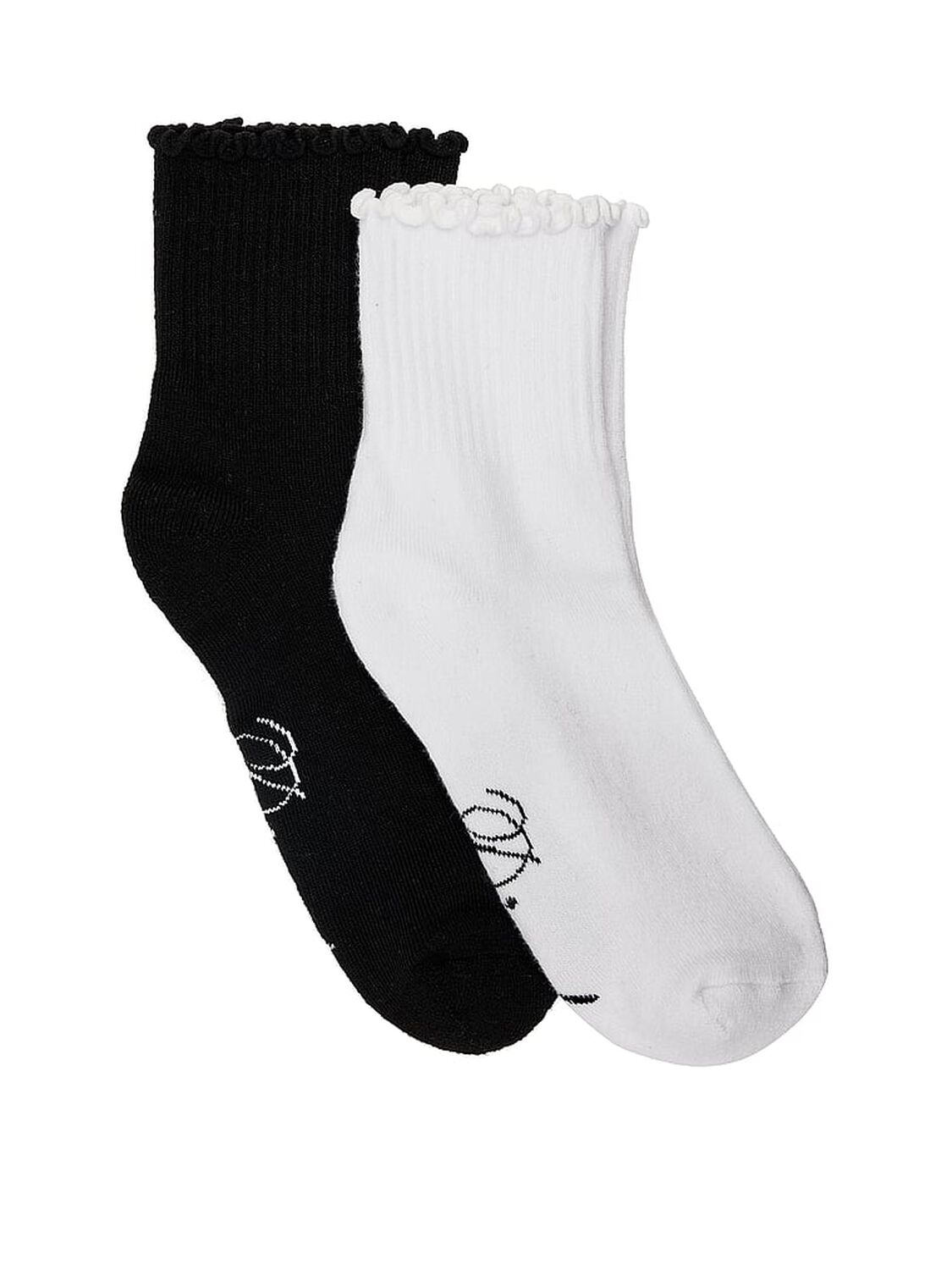 vs Pink 2-Pack Crew Socks Vs White / Black 1 of 2 