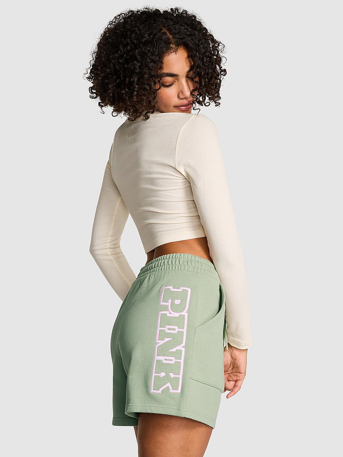 vs Pink Ivy Fleece Classic Shorts Green Garden 2 of 3 