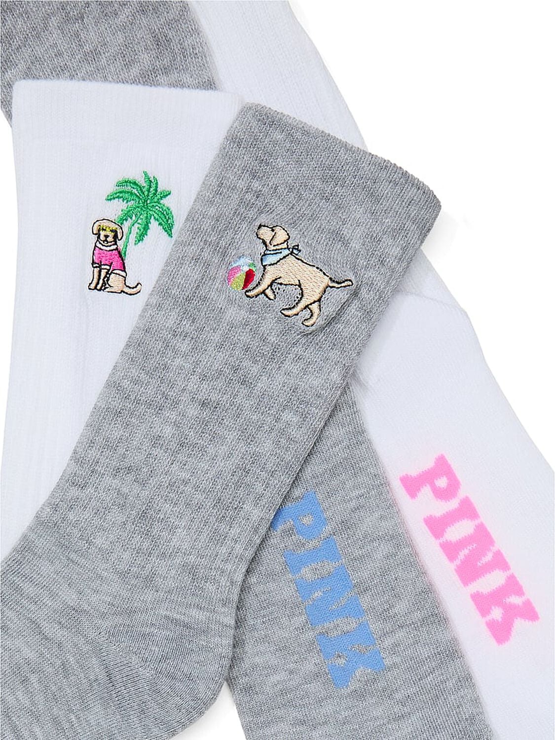 vs Pink 2-Pack Crew Socks Grey/Optic White Dog Pack 2 of 2 