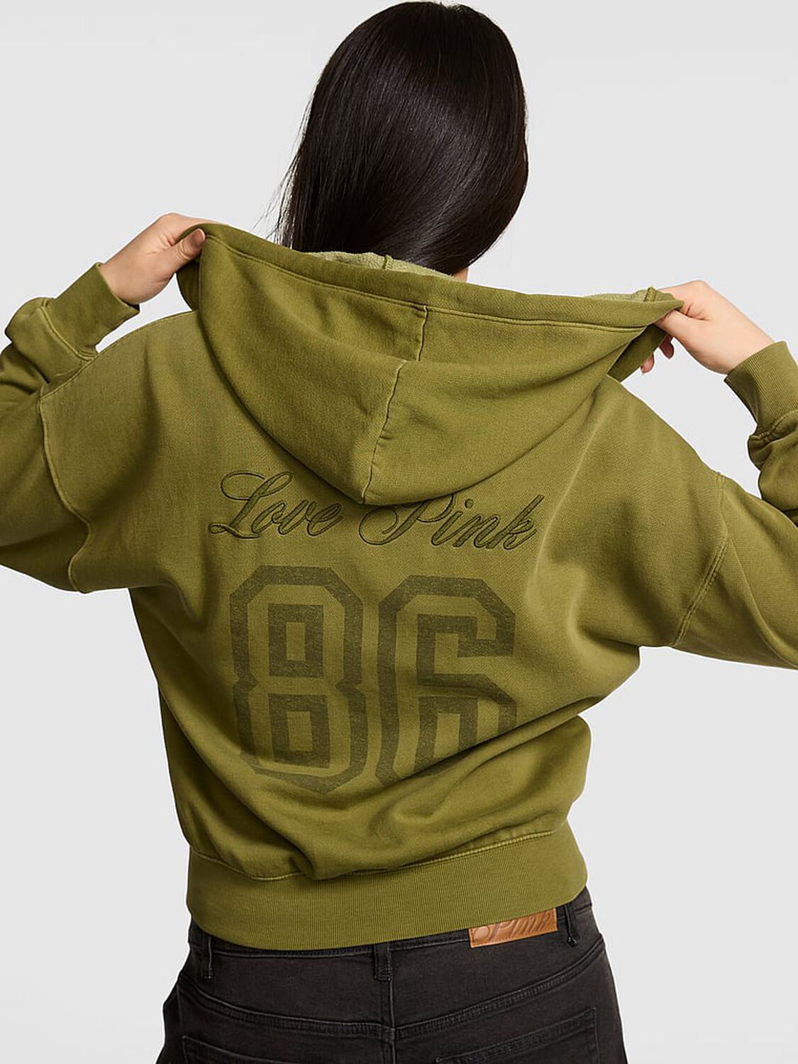vs Pink Campus Fleece&trade; Full-Zip Hoodie Lizard Green Spring 2 of 3 
