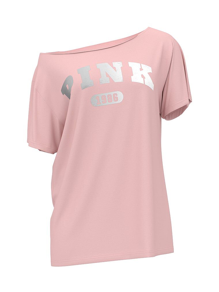 Campus Cotton™ Off-The-Shoulder Tee Doll house core logo