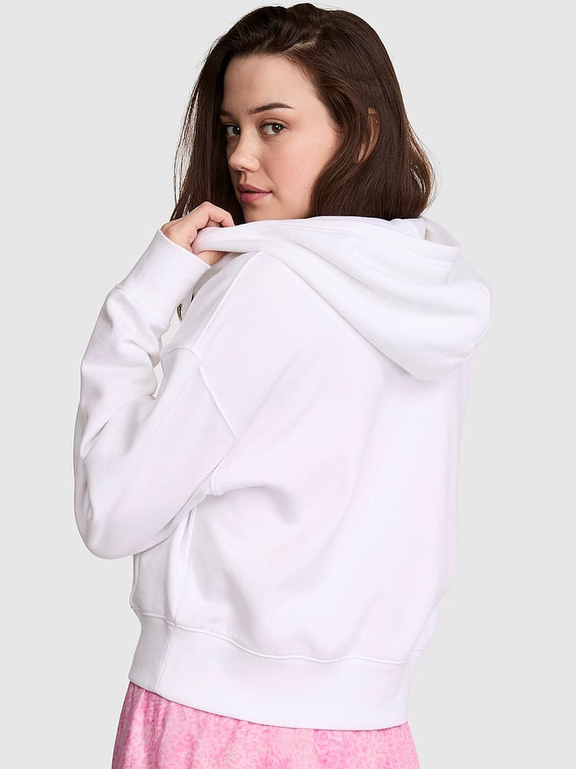 vs Pink Campus Fleece&trade; Shrunken Full-Zip Hoodie Vs White 2 of 2 
