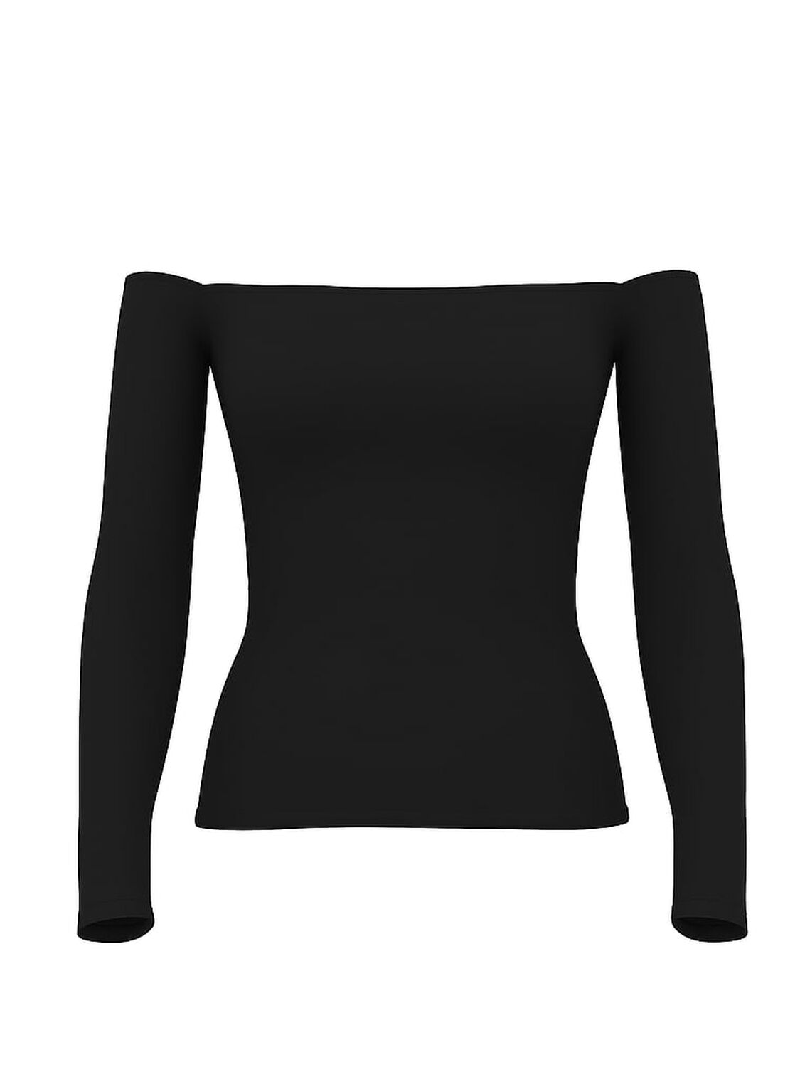 vs Pink Base Stretch Off-The-Shoulder Long-Sleeve Top Pure Black 3 of 3 
