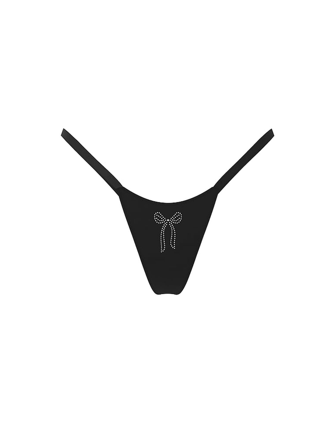 vs Pink Logo Cotton String Micro Thong Panty Black 3 of 3 