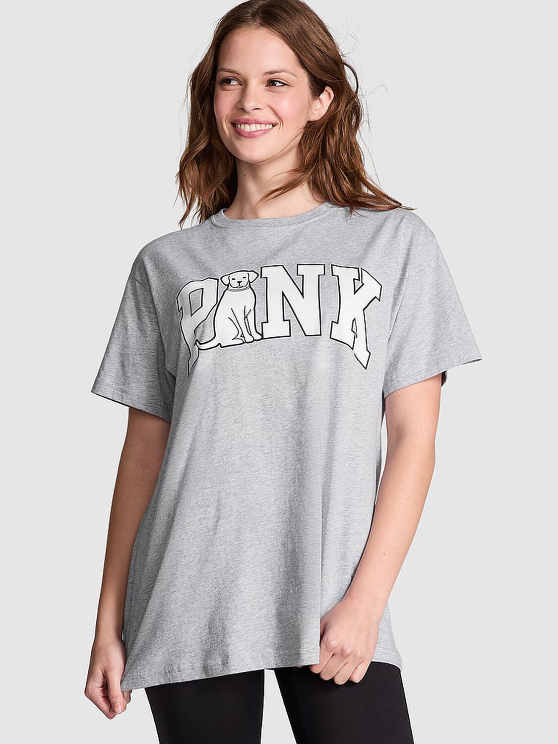 vs Pink Campus Cotton Tee Medium Heather Grey 1 of 3 