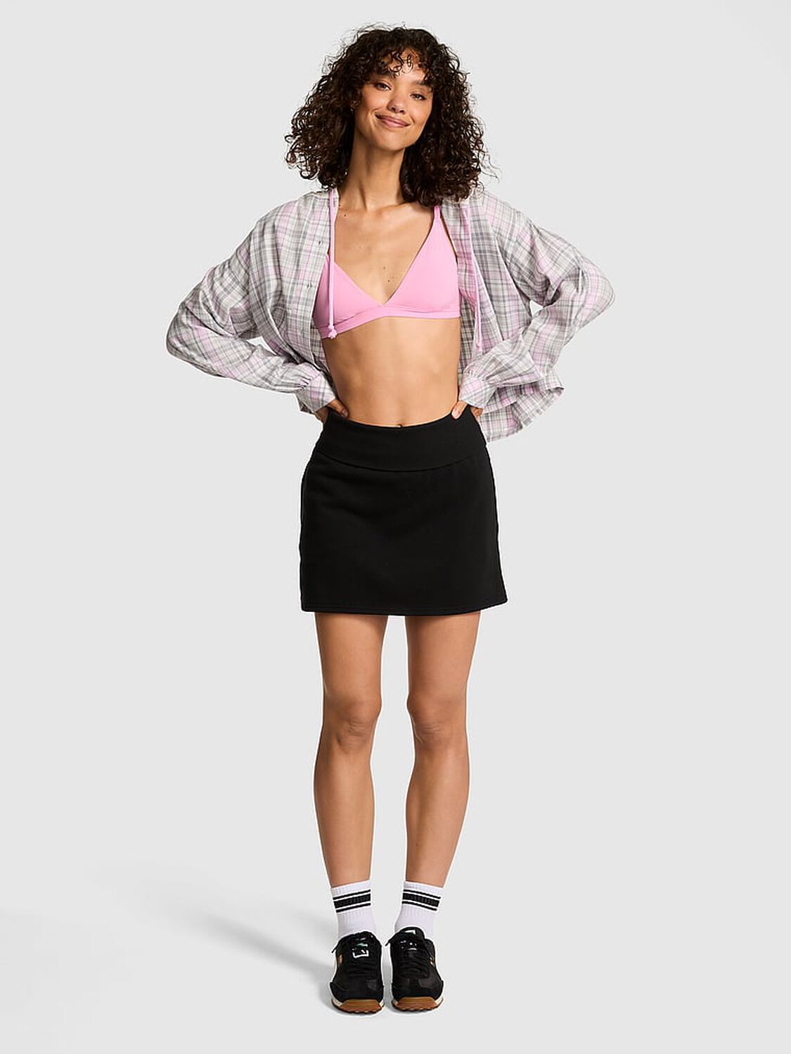vs Pink Ivy Fleece Skort Pure Black 1 of 3 