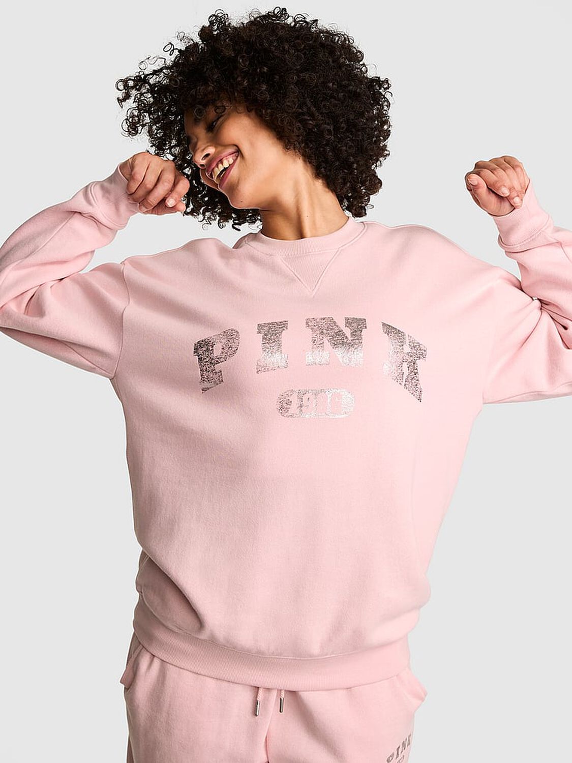 vs Pink Ivy Fleece Oversized Crew Sweatshirt Doll House 1 of 3 