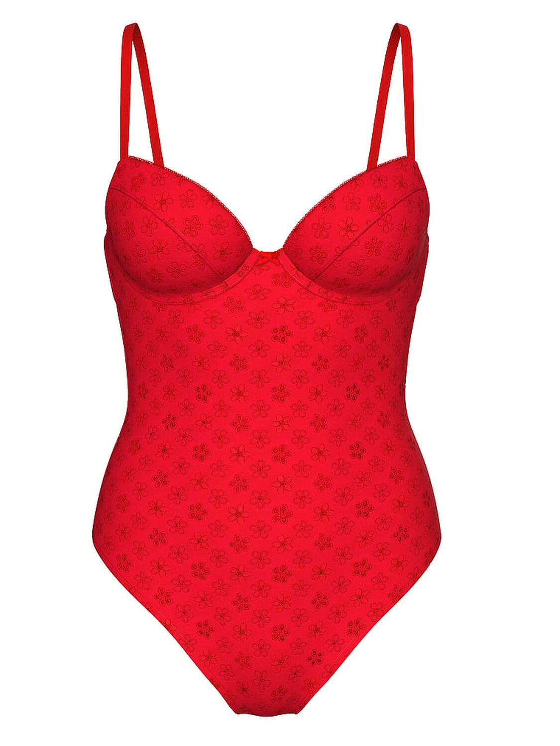 vs Pink By Frankies Bikinis Nova Eyelet One-Piece Swimsuit Bandana Red 1 of 2 