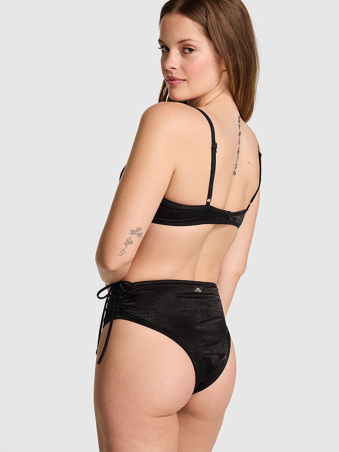 vs Pink Swim High-Waisted Itsy Bikini Bottom Black 1 of 3 