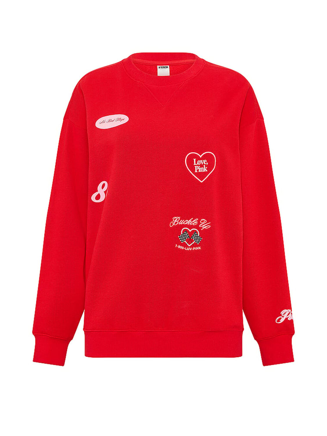 pink Pink Campus Fleece&trade; Oversized Crew Sweatshirt Bright Vermillion 3 of 3 