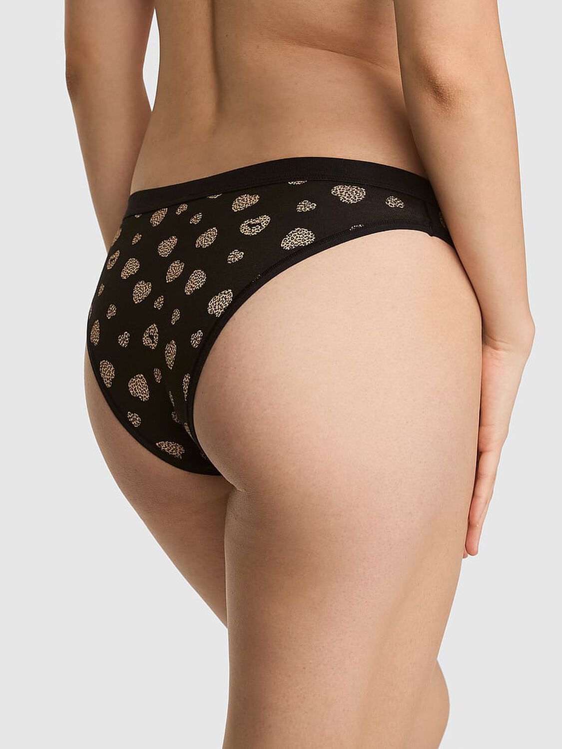 vs Pink Cotton Cheeky Panty Black Leo Heart 2 of 3 