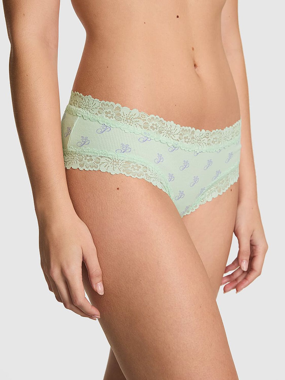 vs Pink Wink Lace-Trim Cheeky Panty Mint 1 of 2 