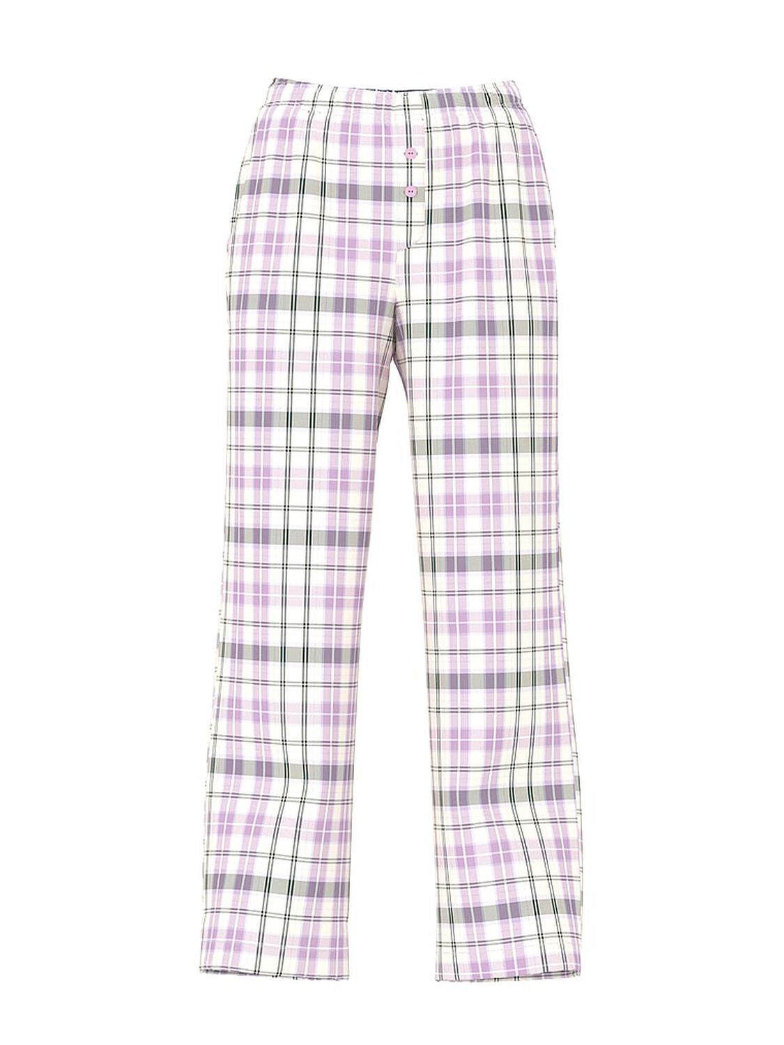 vs Pink Flannel Pajama Pants Winter White/ Hushed Lilac/ Green Plaid 1 of 2 