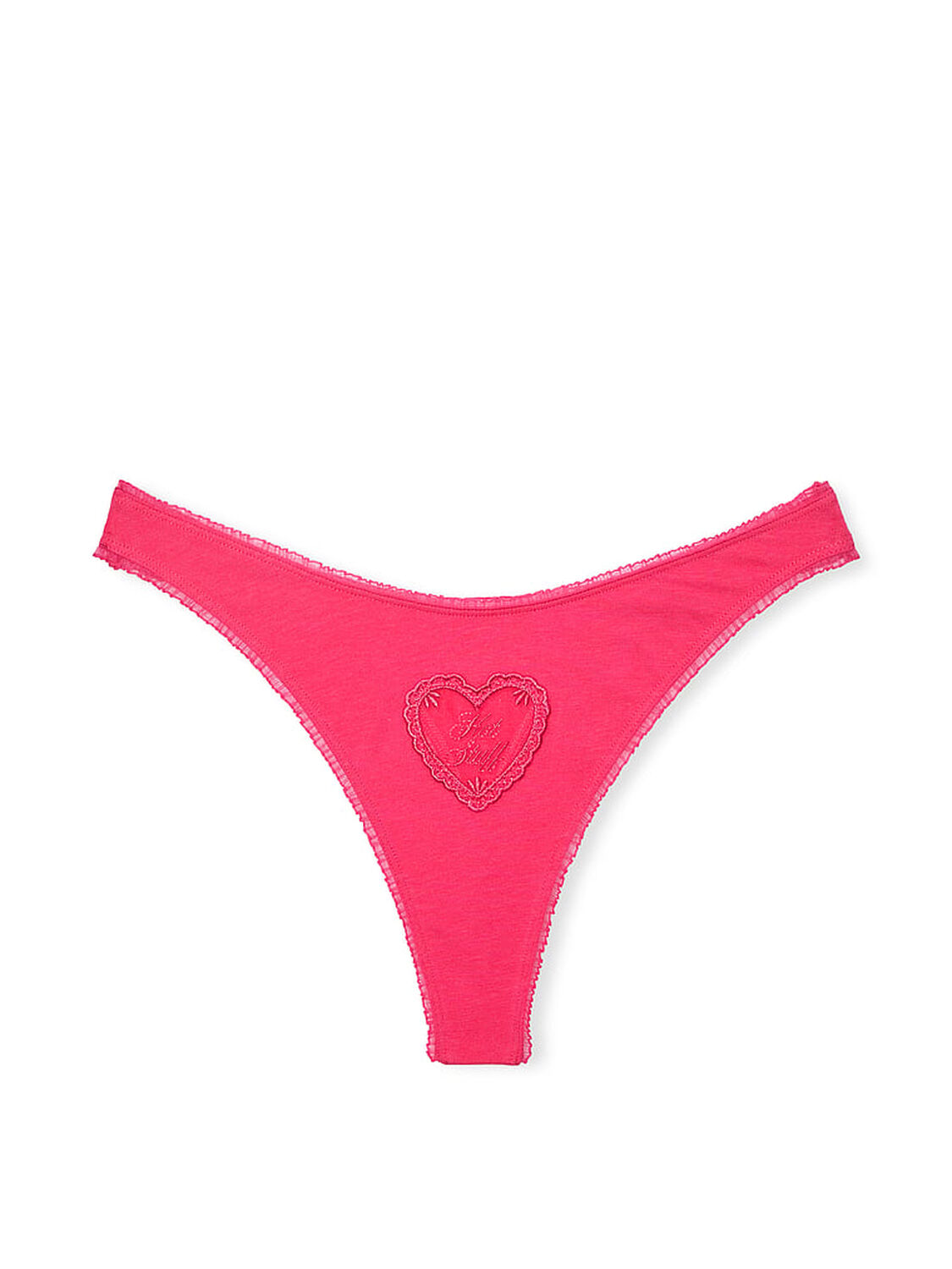 vs Pink Cotton Thong Panty Double Bubble Mesh Heart Graphic 3 of 3 