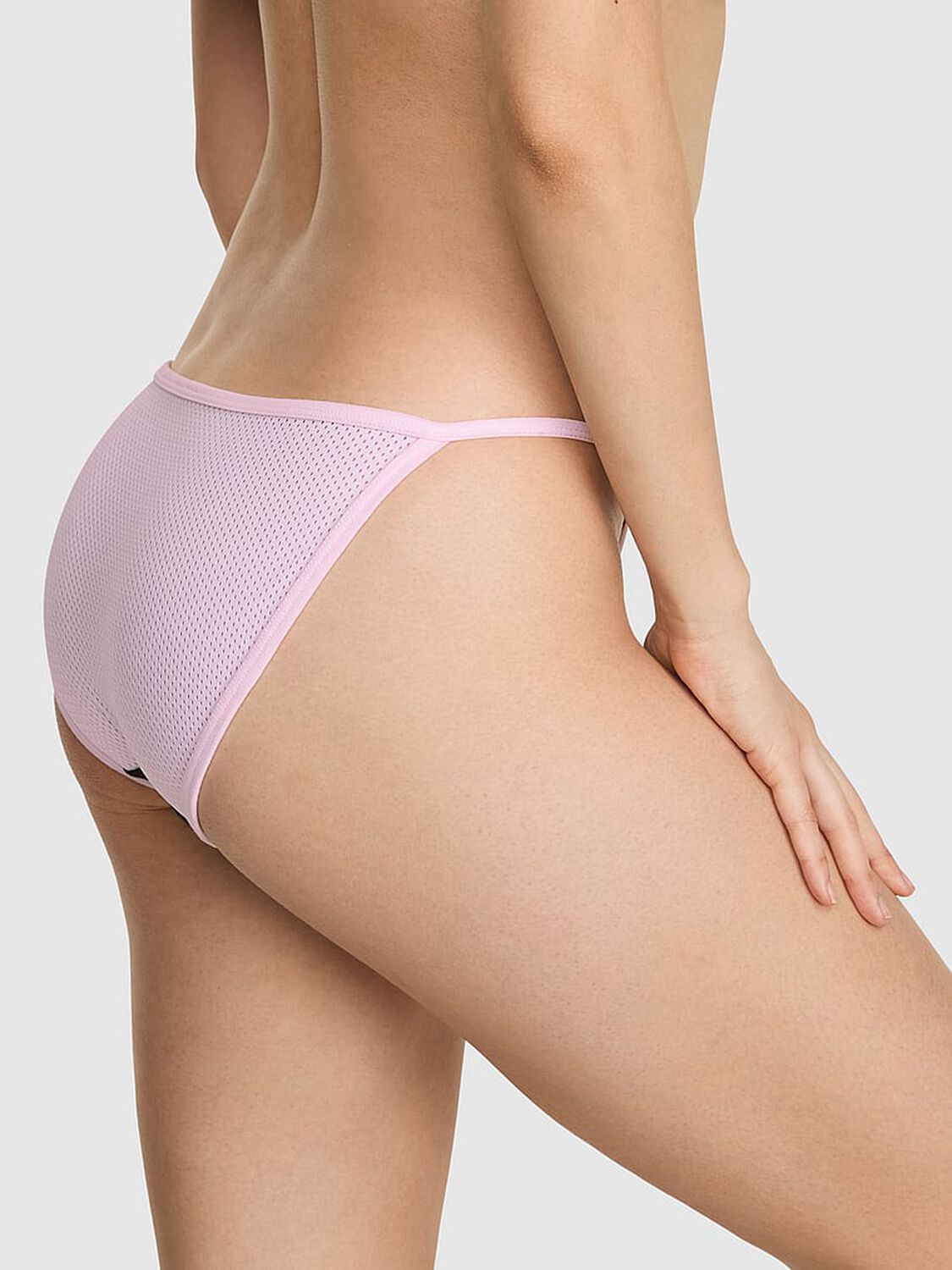 vs Pink Cotton String Bikini Panty Black With Pink Tulip Trim 2 of 3 