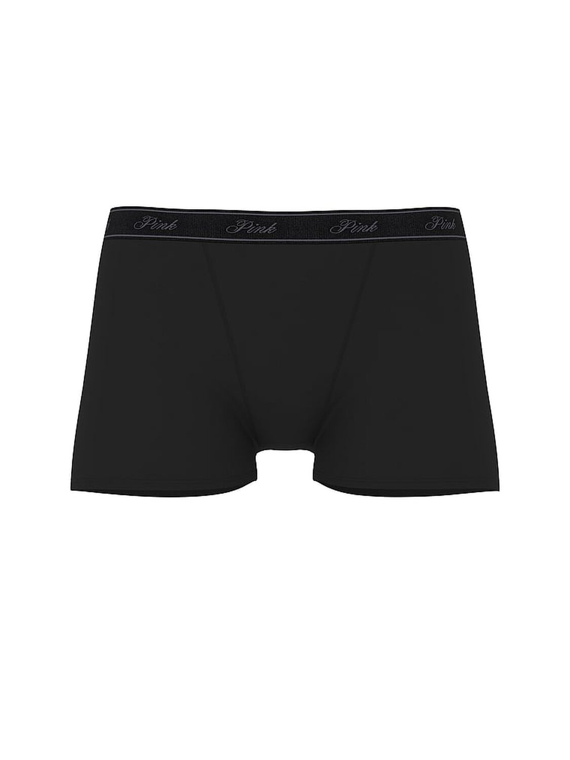 vs Pink Logo Cotton High-Waist Boyshort Panty Pure Black 1 of 2 