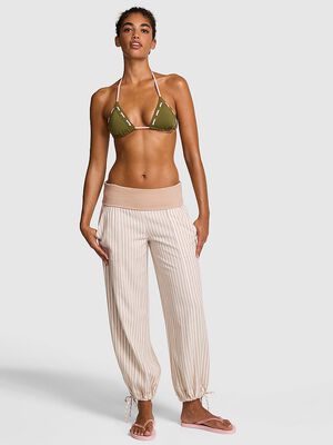 Foldover Linen Jogger Pants