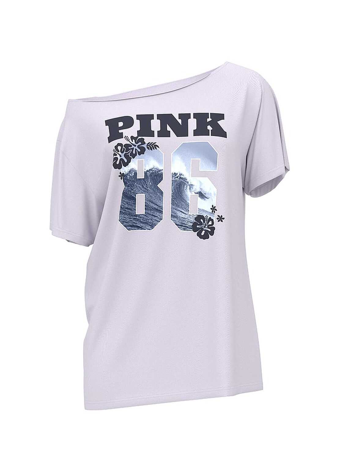 vs Pink Campus Cotton Off-The-Shoulder Tee Purple Whisper 86 3 of 3 